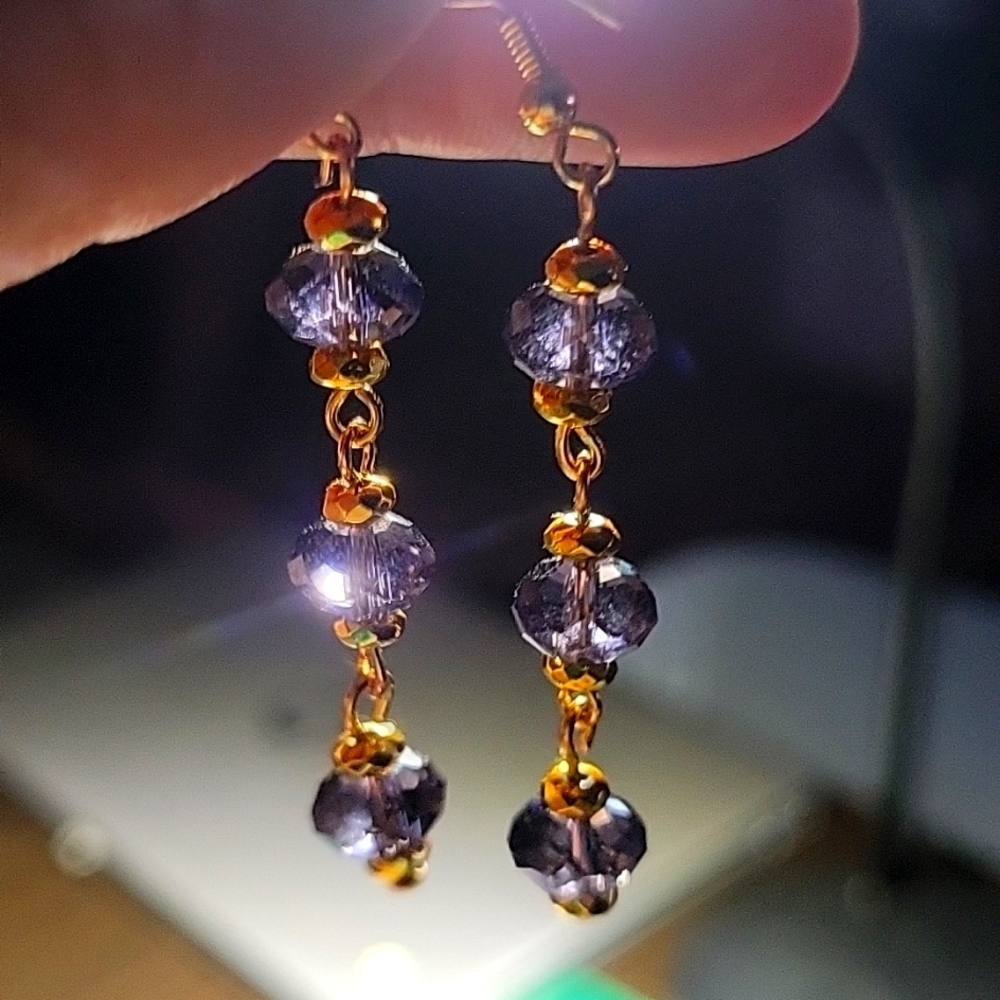 Handcrafted Swarovski Amethyst crystal and hematite earrings